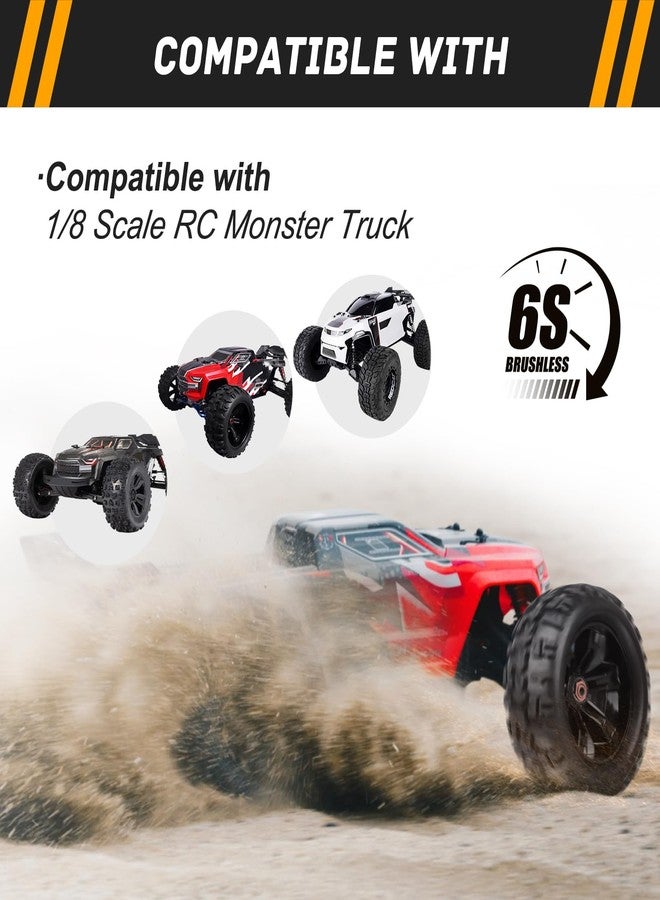 Crazyhobby Preglued 17mm Hex RC Truck Tires and Wheels for 1/8 Scale Arrma Kraton Notorious 6s Traxxas Maxx Sledge E-Revo 2.0 Redcat Racing Kaiju HPI Savage Monster Truck Replacement - Image 5